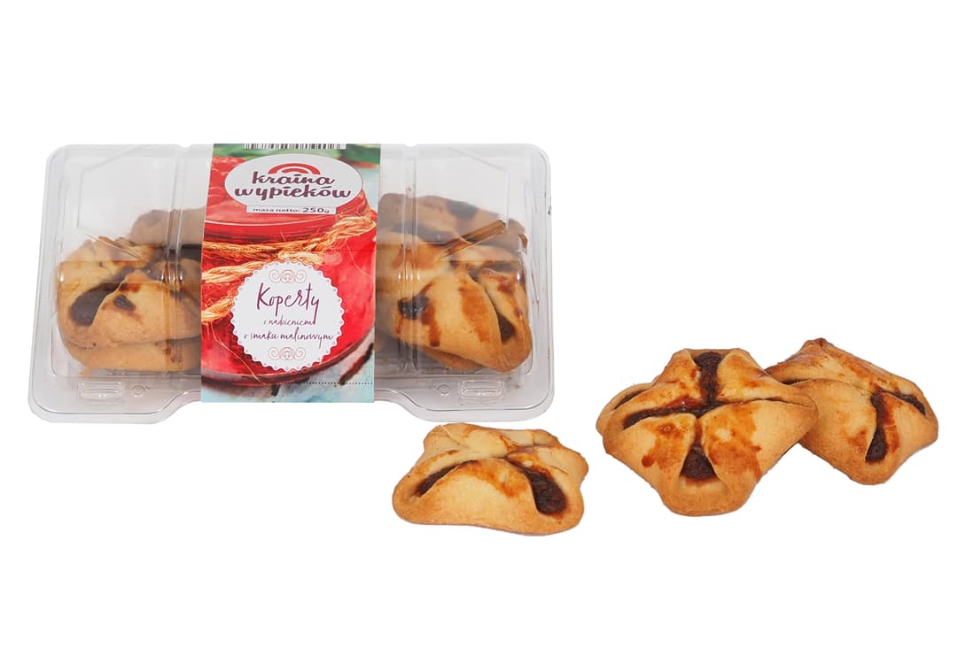 OLSZA KRAINA WYPIEKÓW Koperty z nadzieniem o smaku malinowym 250g