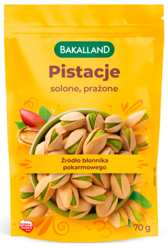 BAKALLAND Pistacje prażone w piecu 70 g