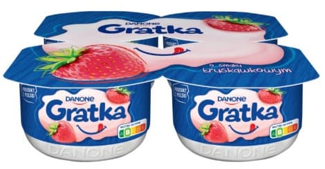 DANONE GRATKA Deser o smaku truskawkowym (4x115 g) 460 g