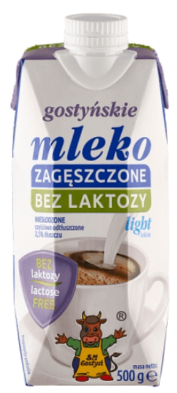 SM GOSTYŃ Mleko gostyńskie 2,5% zagęszczone niesłodzone bez laktozy light 500 g