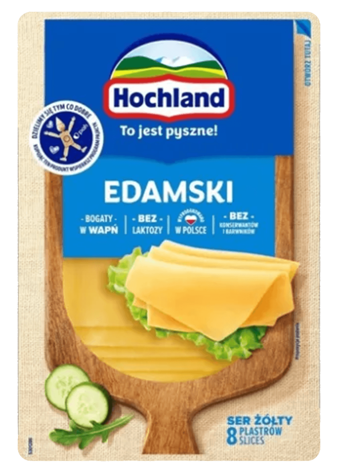 HOCHLAND Ser żółty Edamski w plastrach 135 g