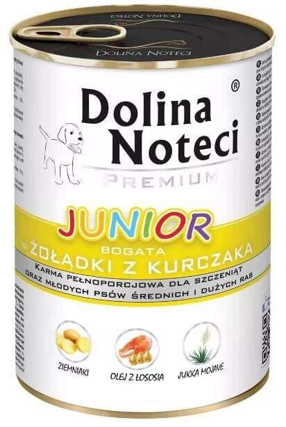 DOLINA NOTECI PREMIUM JUNIOR Karma mokra dla szczeniąt z żołądami kurczaka 400 g