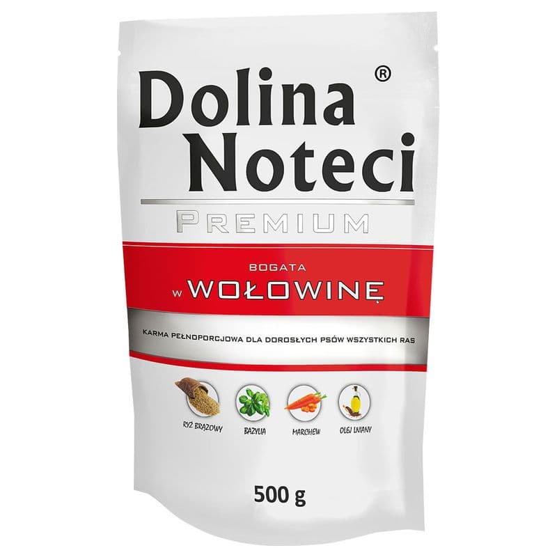 DOLINA NOTECI PREMIUM Karma mokra dla psa z wołowiną 500 g