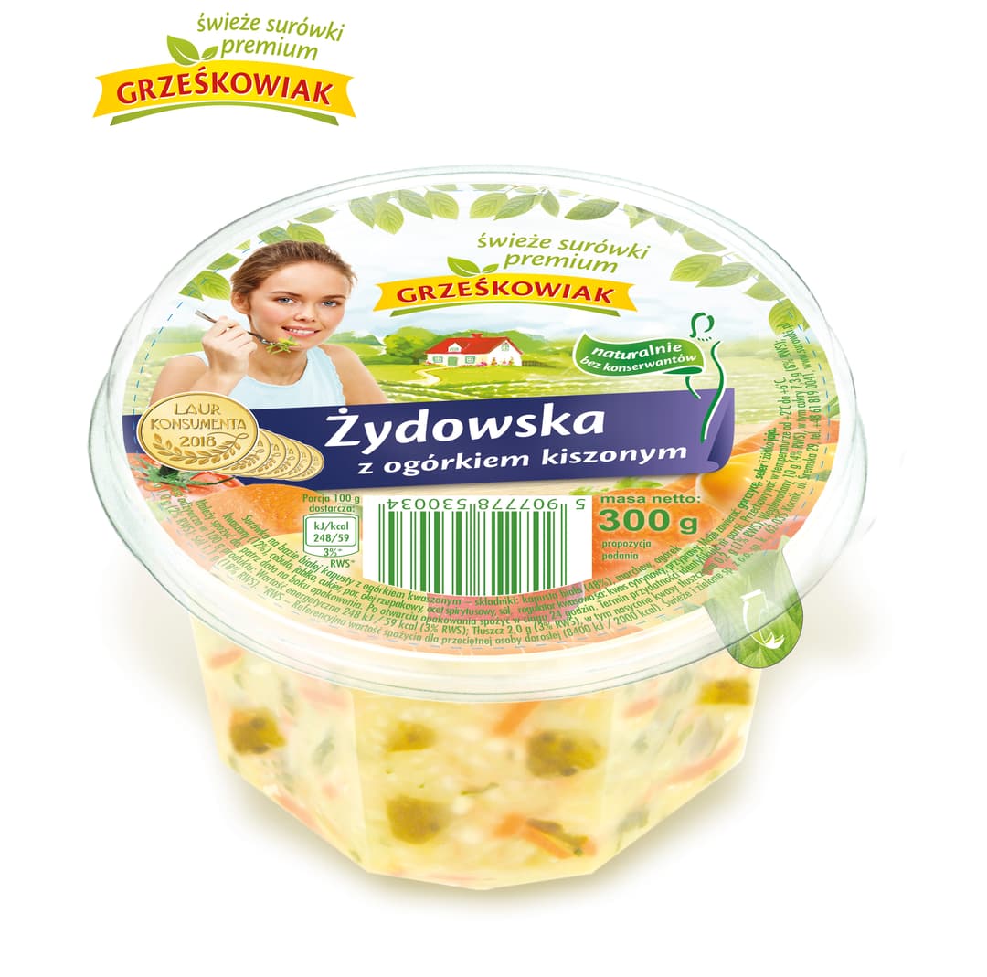 GRZEŚKOWIAK Surówka z białej kapusty z ogórkiem kiszonym 300g