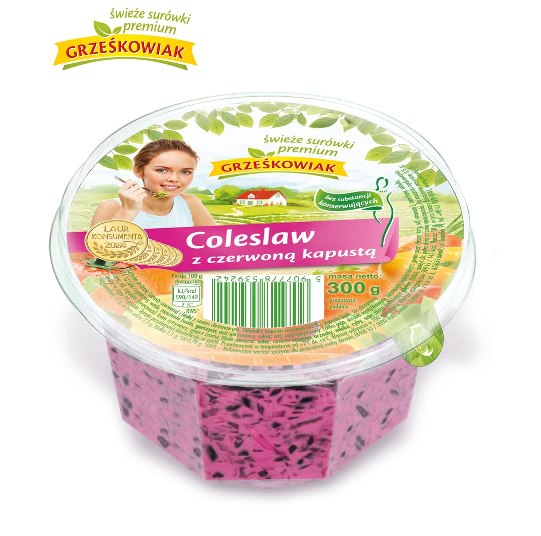 GRZEŚKOWIAK Surówka z czerwonej kapusty z jabłkiem Coleslaw 300 g