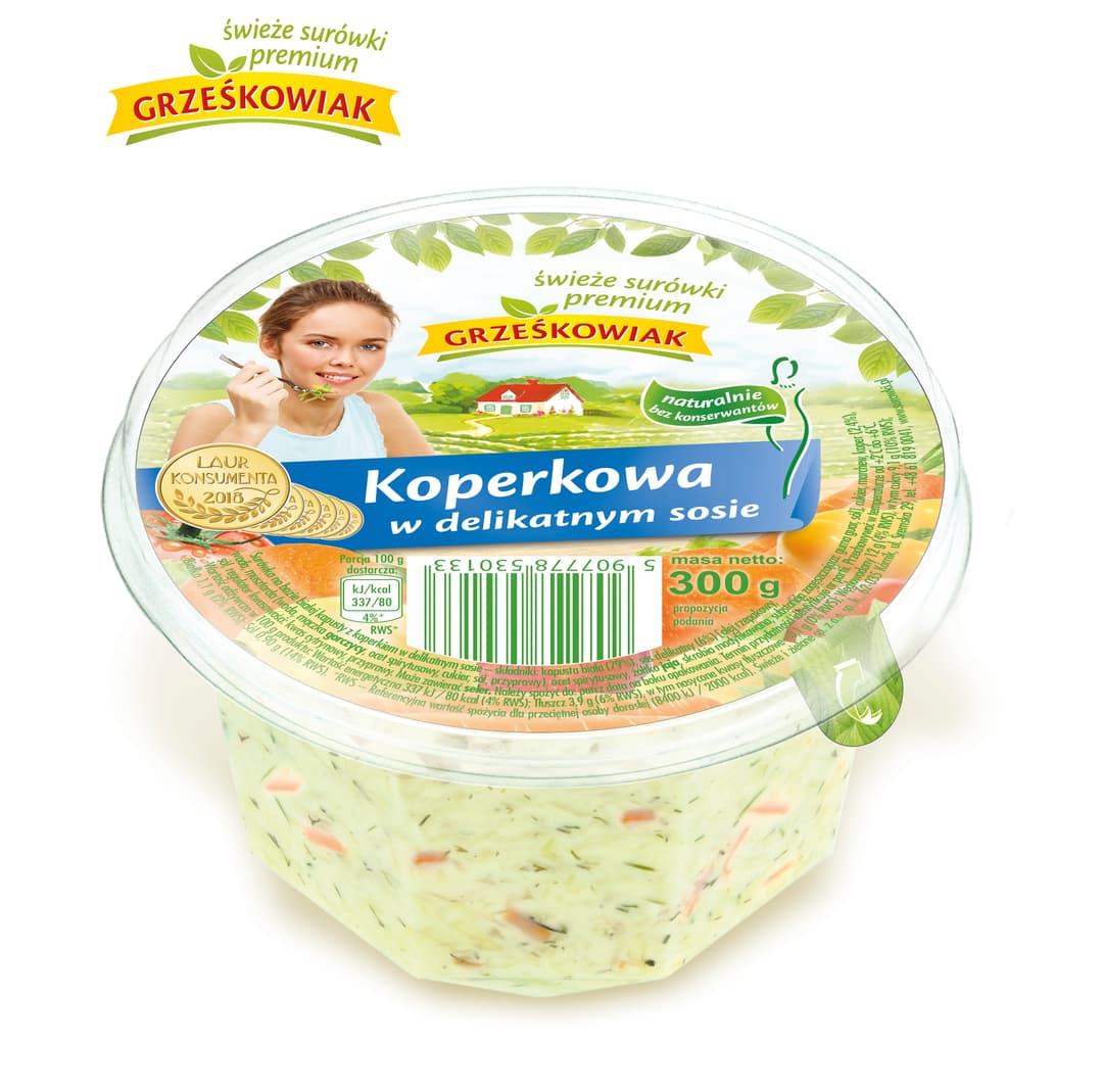 GRZEŚKOWIAK Surówka z białej kapusty z koperkiem w delikatnym sosie 300g