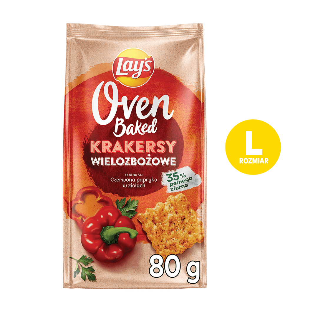 LAY'S OVEN BAKED Krakersy wielozbożowe o smaku czerwonej papryki w ziołach 80g