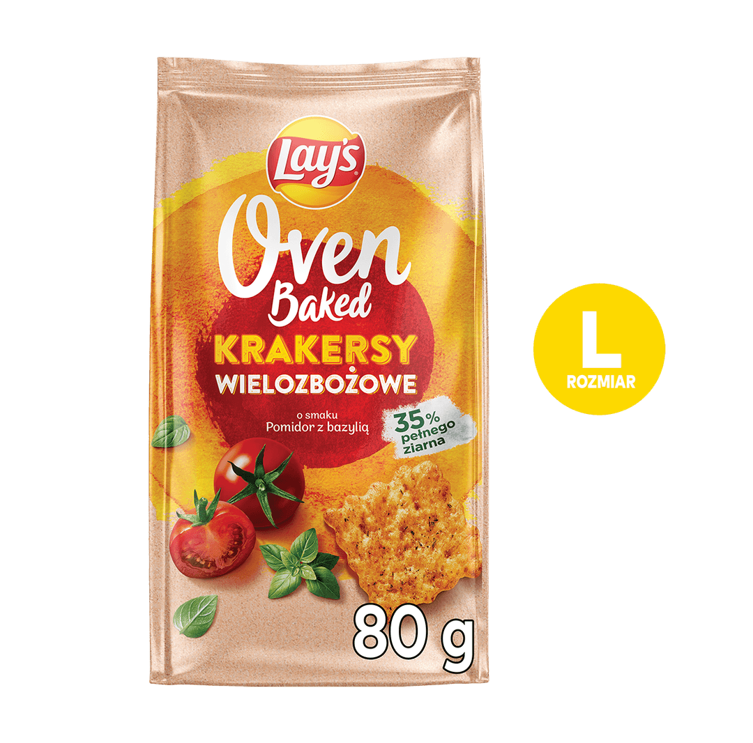 LAY'S OVEN BAKED Krakersy wielozbożowe o smaku pomidora z bazylią 80g