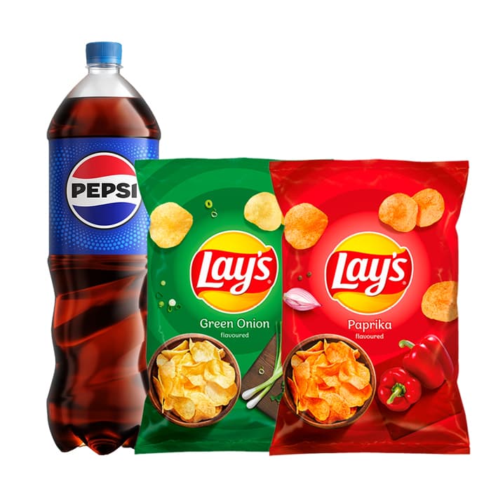 MULTIPAK Pepsi 1,5l + Lay's papryka 130g + Lay's zielona cebulka 130g