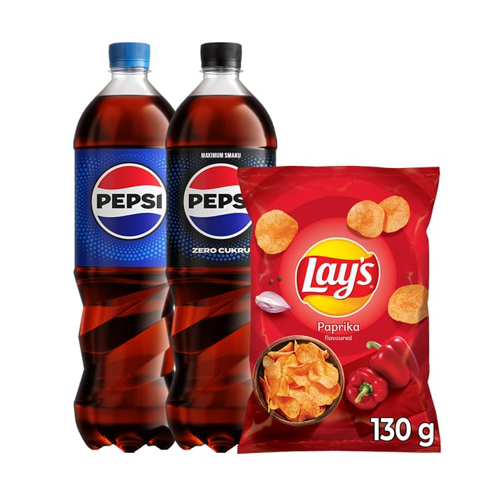 Pepsi 1,5l + Pepsi 1,5l bez cukru + Lay's 130g o smaku paprykowym