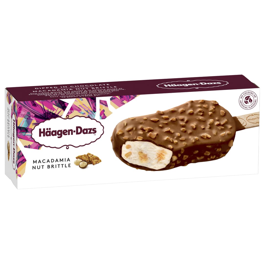 HAAGEN DAZS Lody o smaku waniliowym z kawałkami orzechów na patyku 80 ml