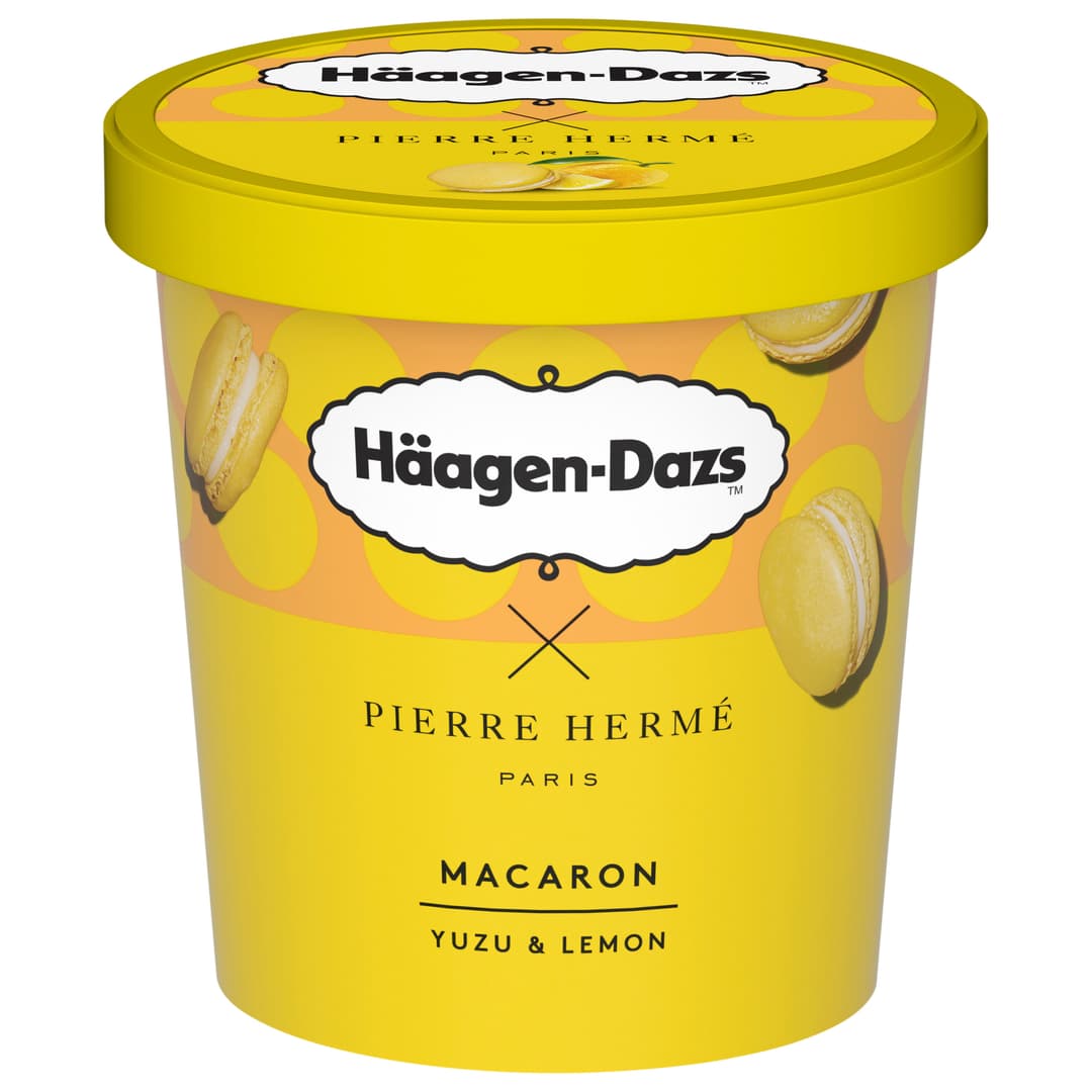HAAGEN DAZS PIERRE HERME Lody o smaku makaroników cytrynowych i yuzu w kubku 420 ml