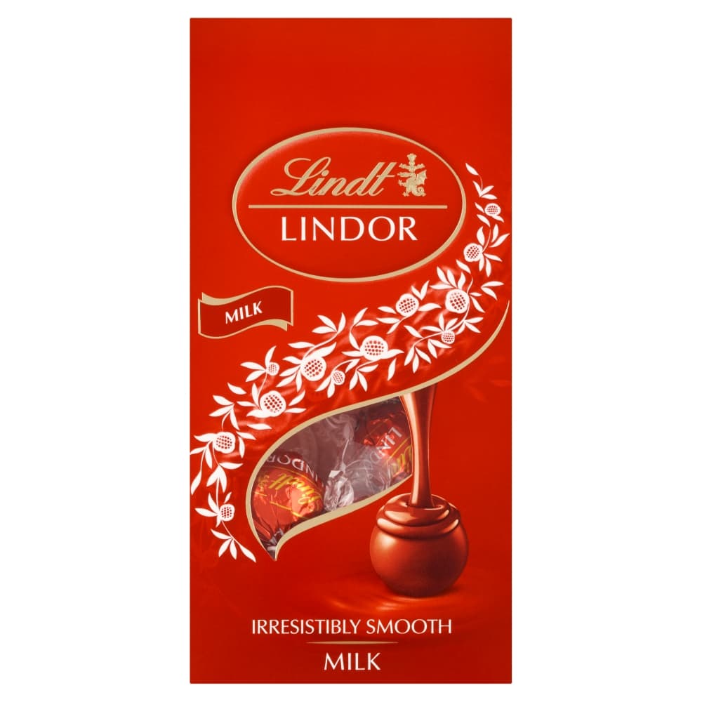 LINDT LINDOR Praliny z czekolady mlecznej z nadzieniem 100 g