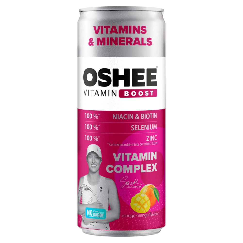 OSHEE VITAMIN ENERGY Napój gazowany o smaku pomarańczy i mango 250 ml