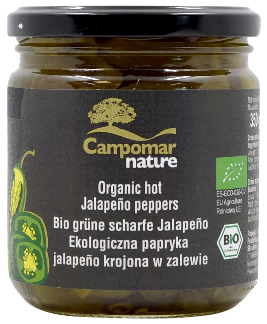 CAMPOMAR NATURE Papryka jalapeno zielona krojona w zalewie BIO 350g