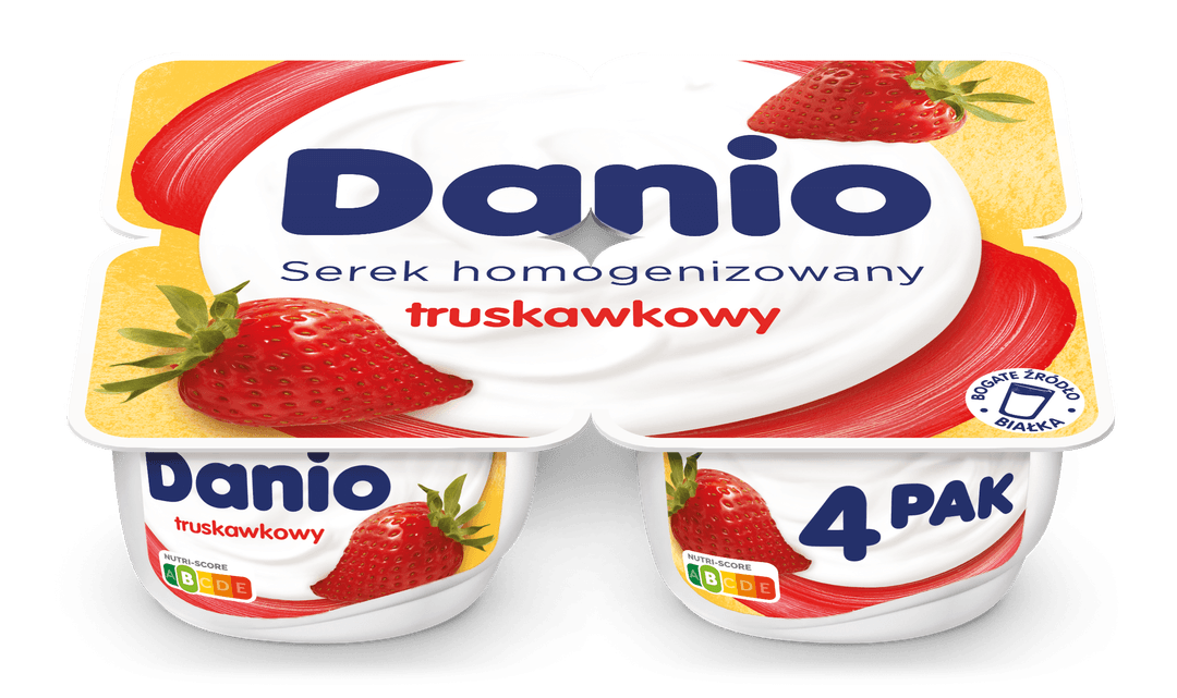DANONE DANIO Serek homogenizowany truskawkowy (4x130 g) 520 g