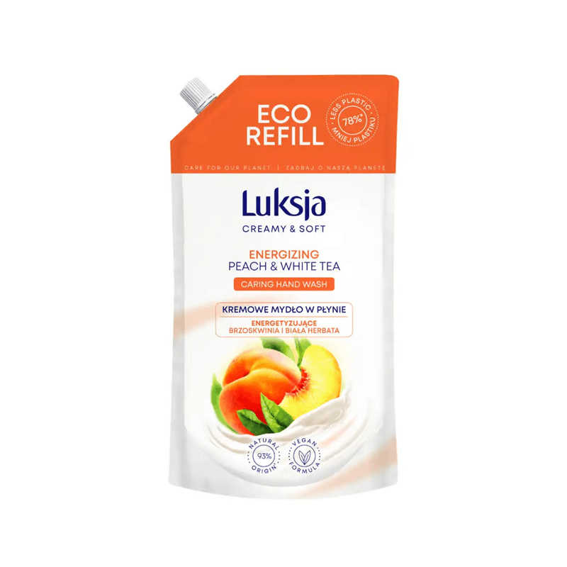 LUKSJA CREAMY & SOFT Kremowe mydło w płynie zapas Peach & White tea 900 ml