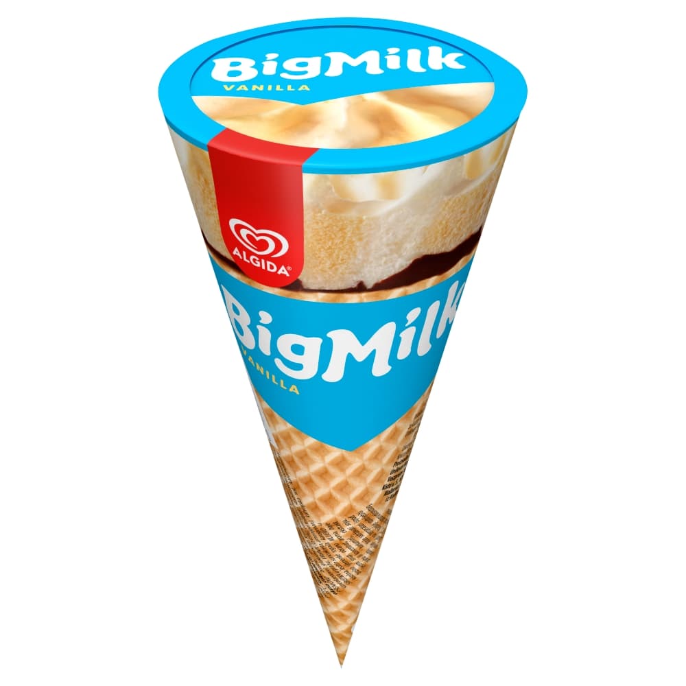 BIG MILK Lody waniliowe w rożku 110 ml