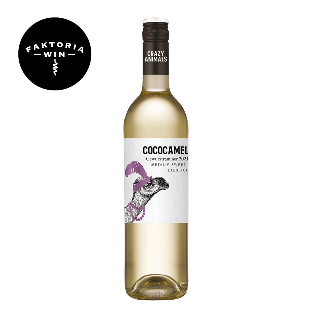 CRAZY ANIMALS Wino Cococamel Gewurztraminer białe półsłodkie 750 ml