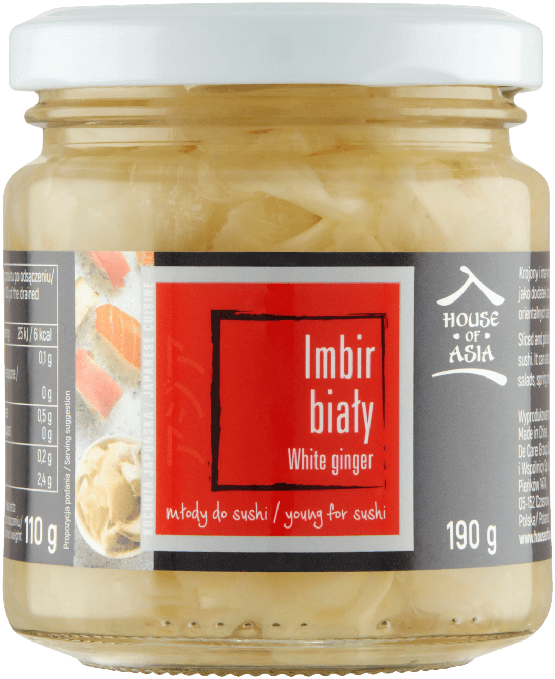 HOUSE OF ASIA Młody imbir do sushi biały 190g
