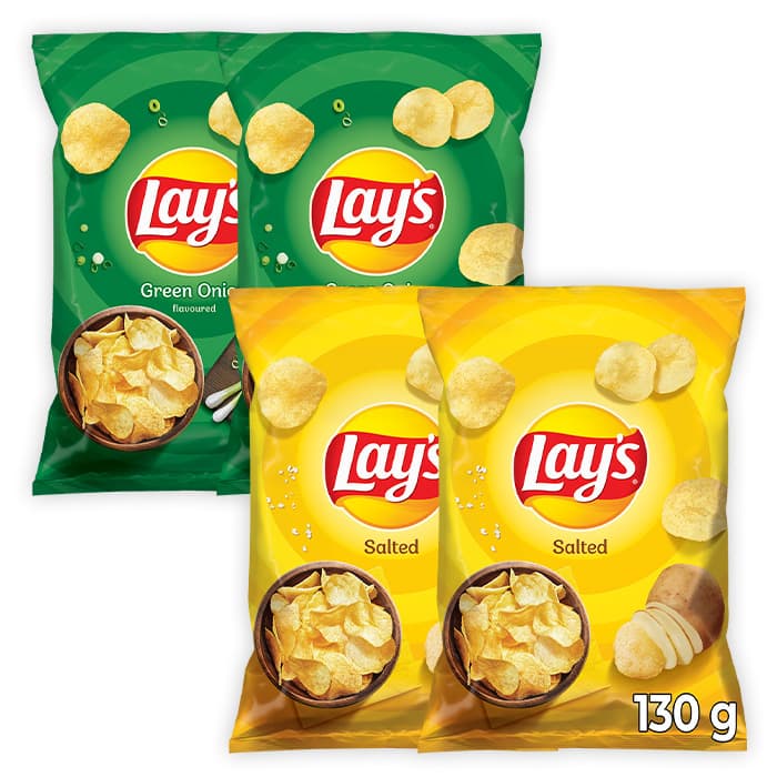 Zestaw Lay's zielona cebulka 130g x2 + Lay's solone 130g x2