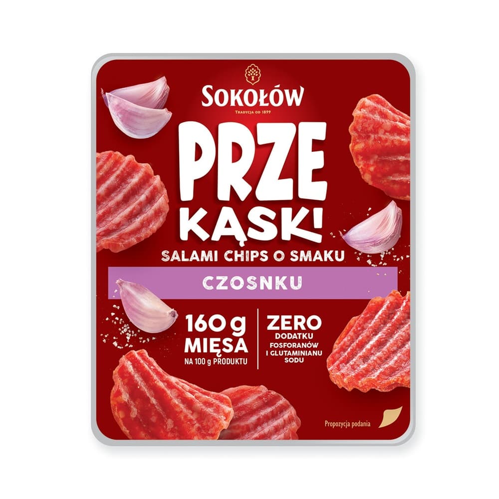 SOKOŁÓW PRZEkąski Chipsy salami o smaku czosnku 60 g