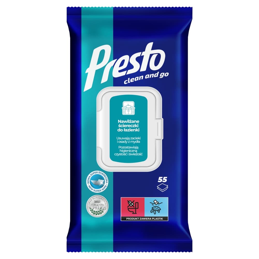 PRESTO Nawilżane ściereczki do łazienki 55 szt.