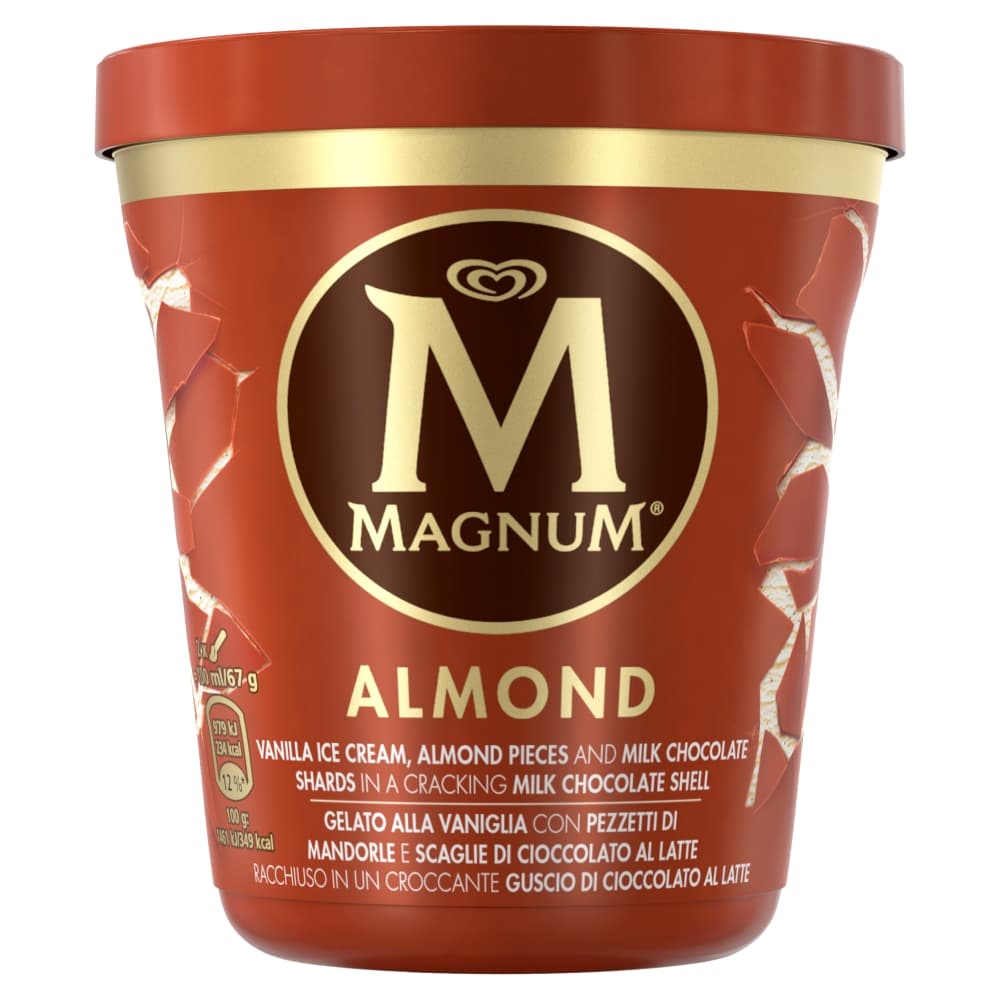 MAGNUM Lody waniliowe z kawałkami czekolady i migdałów Almond w kubku 440 ml