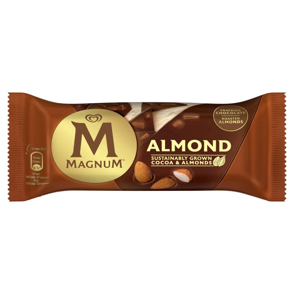 MAGNUM Lody waniliowe w polewie Almond na patyku 110 ml