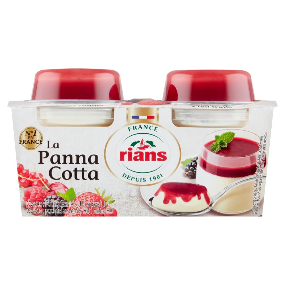 RIANS Panna Cotta z sosem owoców jagodowych (2x120 g) 240 g