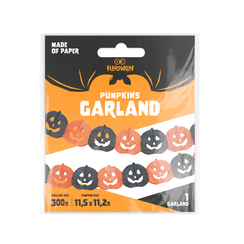 HALLOWEEN Girlanda pomarańczowo-czarna Dynie 300 cm 1 szt.