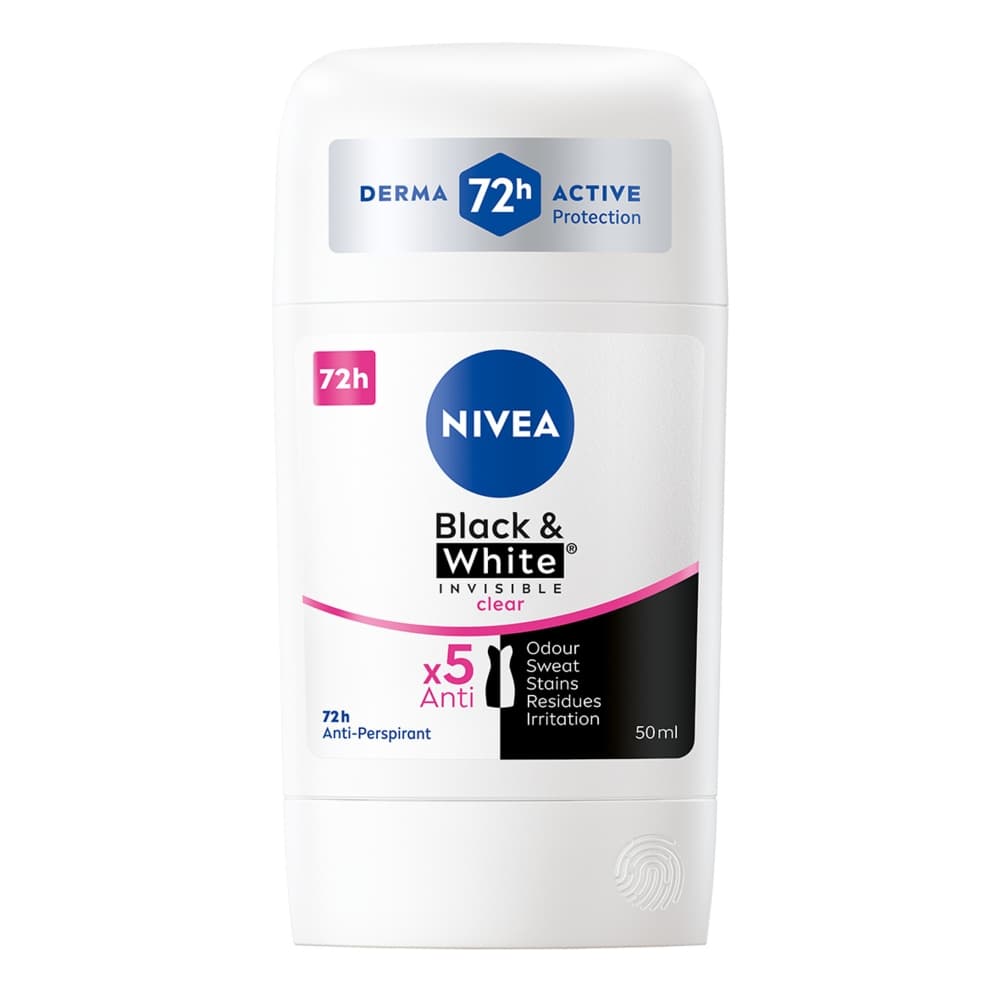 NIVEA BLACK&WHITE INVISIBLE Antyperspirant w sztyfcie Clear 50 ml