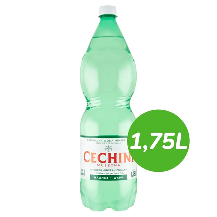 MUSZYNA CECHINI Naturalna woda mineralna wysokozmineralizowana średnionasycona CO₂ 1750 ml