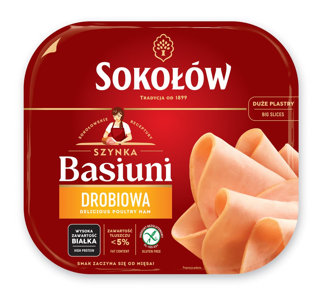 SOKOŁÓW Szynka drobiowa Basiuni 140 g
