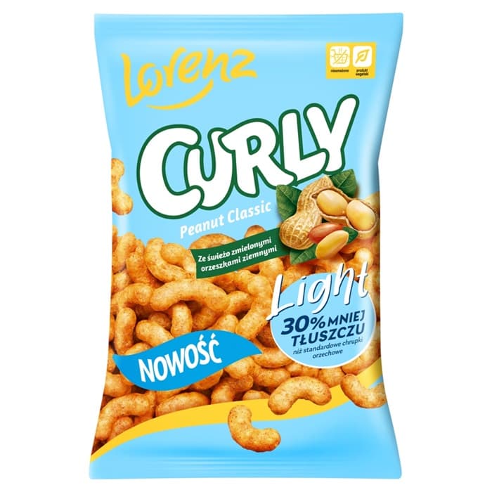 CURLY Chrupki kukurydziane ze świeżo zmielonymi orzeszkami ziemnymi light 100 g