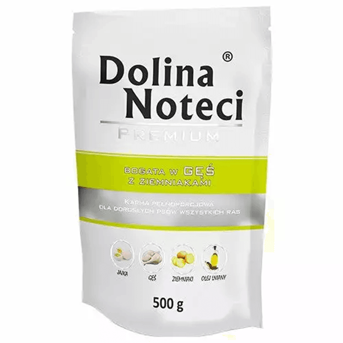 DOLINA NOTECI PREMIUM Mokra karma dla psa bogata w gęś z ziemniakami saszetka 500 g