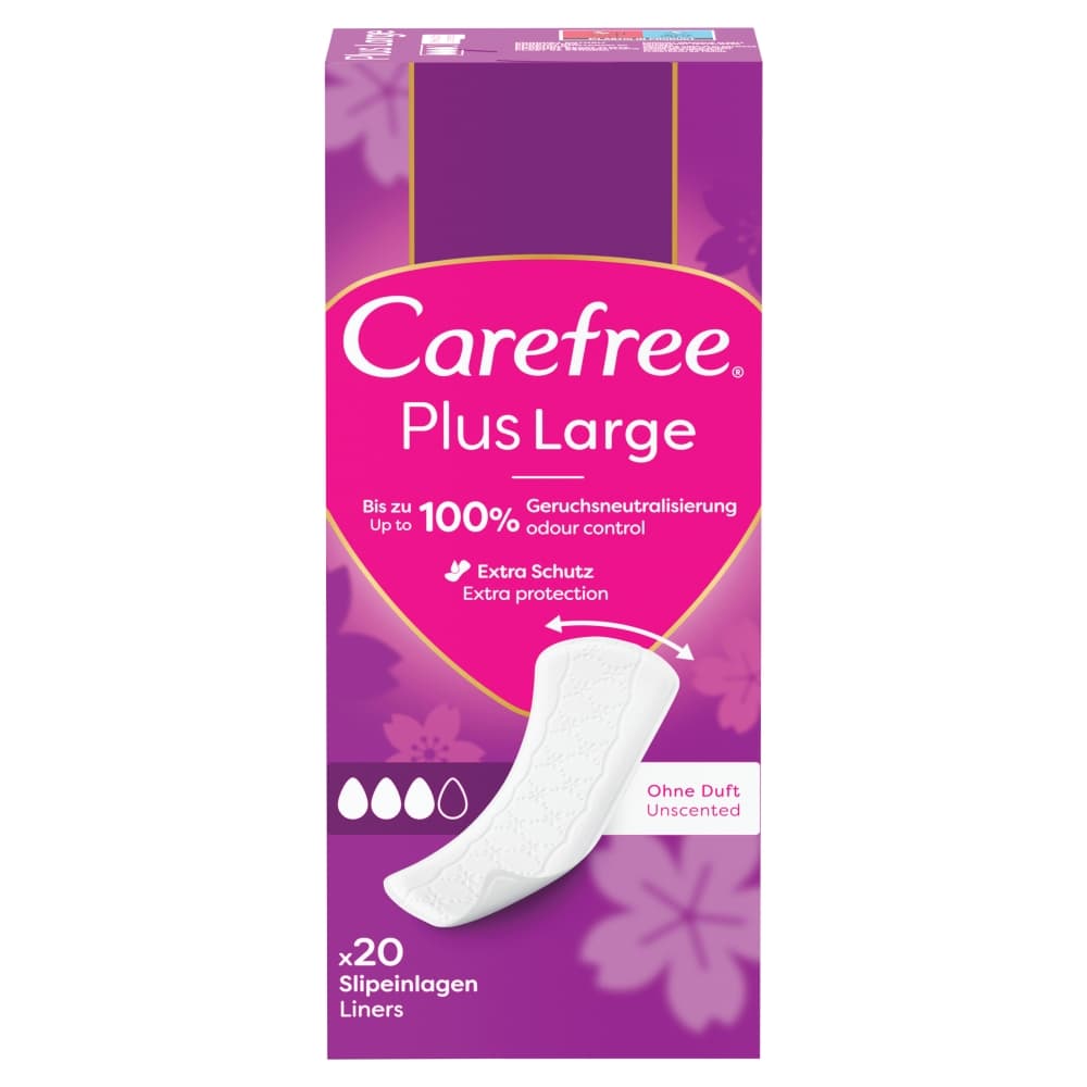 CAREFREE Wkładki higieniczne Plus Large bezzapachowe 20 szt.