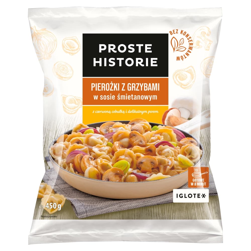 PROSTE HISTORIE Pierożki z grzybami w sosie śmietanowym mrożone 450 g