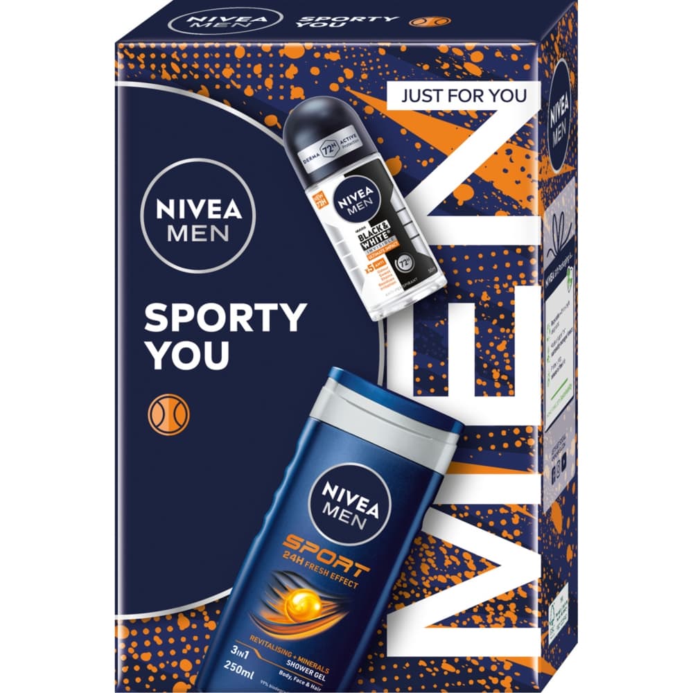 NIVEA MEN Zestaw Sporty You: żel pod prysznic 250 ml + antyperspirant w kulce 50 ml