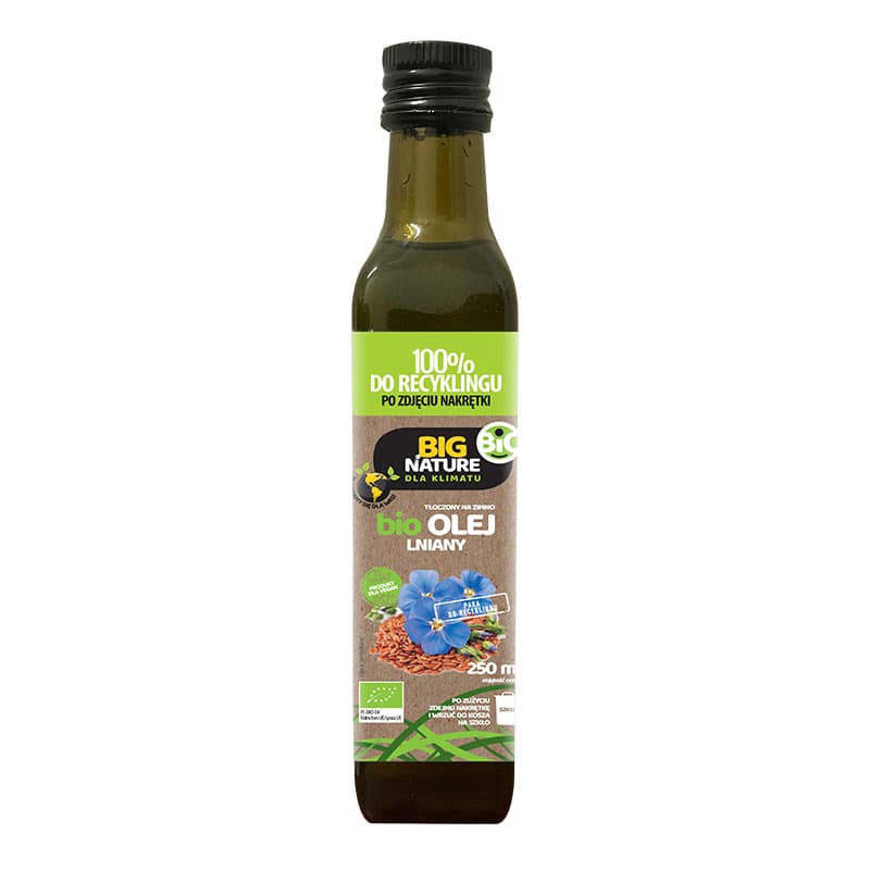 BIG NATURE Olej lniany tłoczony na zimno BIO 250 ml