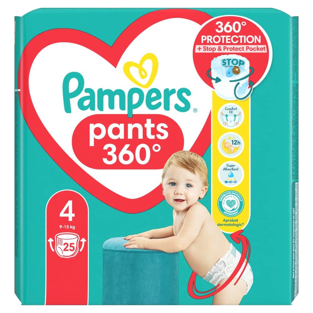 PAMPERS PANTS Pieluchomajtki rozmiar 4, 9-15 kg 25 szt.