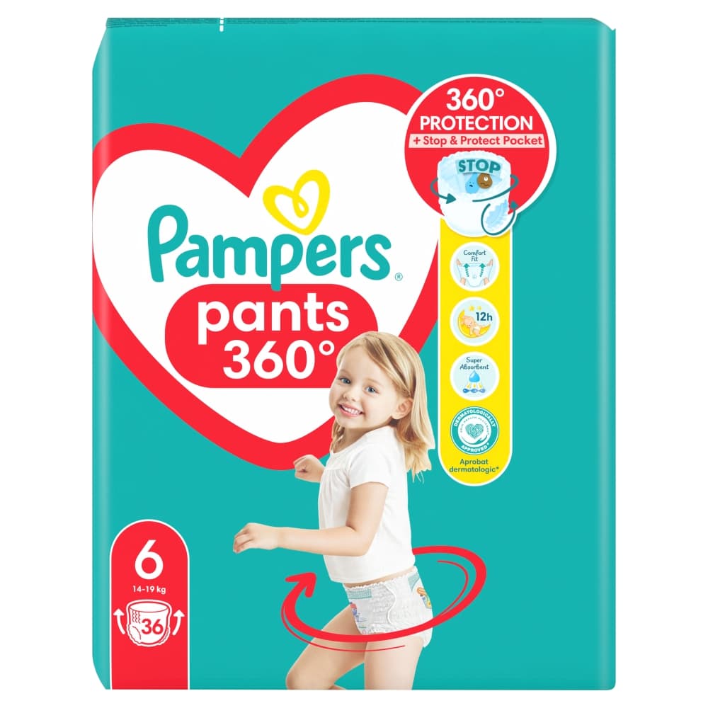 PAMPERS PANTS Pieluchomajtki rozmiar 6, 14-19 kg 36 szt.