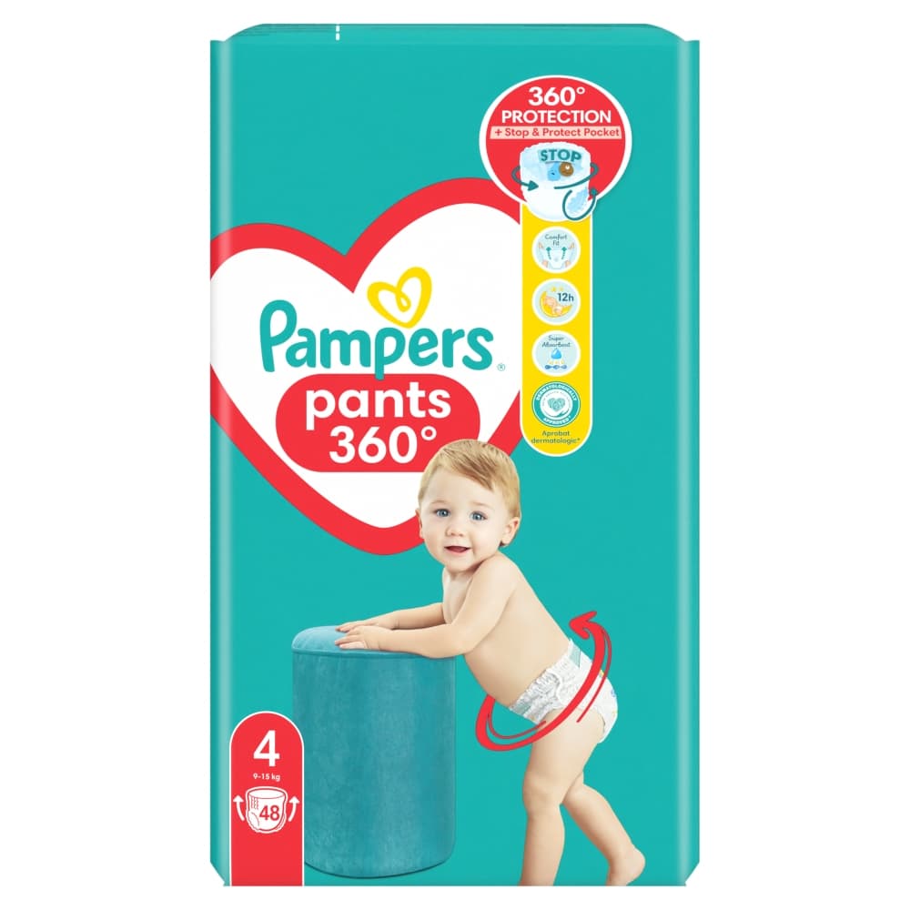 PAMPERS PANTS Pieluchomajtki rozmiar 4, 9-15 kg 48 szt.