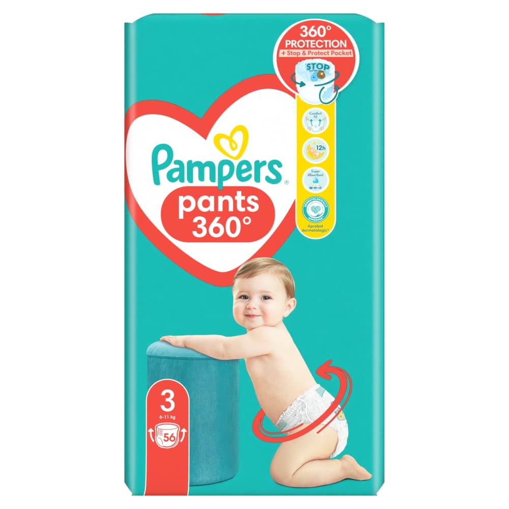 PAMPERS PANTS Pieluchomajtki rozmiar 3, 6-11 kg 56 szt.