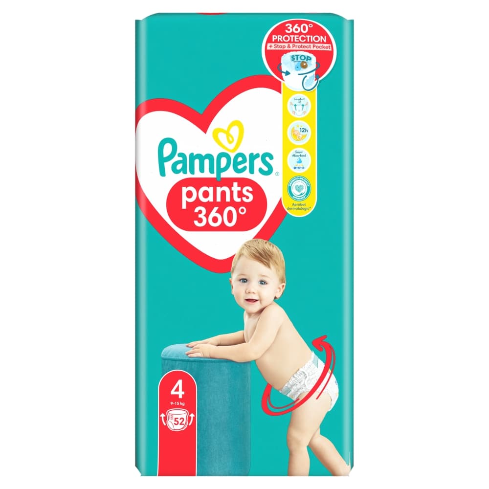 PAMPERS PANTS Pieluchomajtki rozmiar 4, 9-15 kg 52 szt.