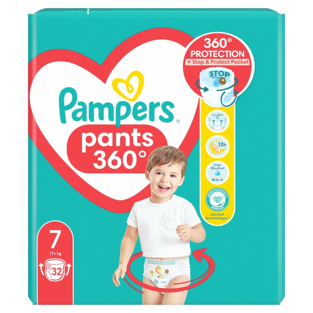 PAMPERS PANTS Pieluchomajtki rozmiar 7, 17+ kg 32 szt.