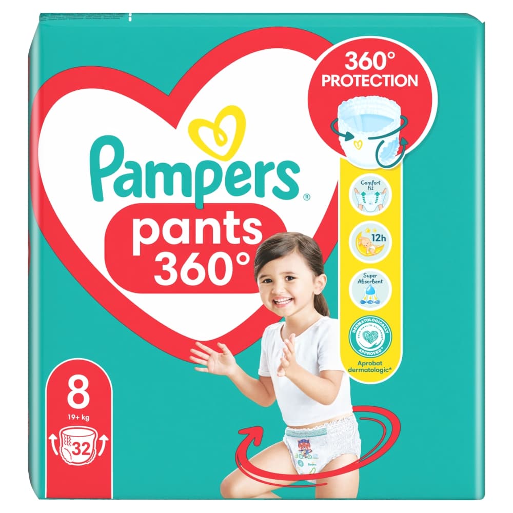 PAMPERS PANTS Pieluchomajtki rozmiar 8, 19+ kg 32 szt.