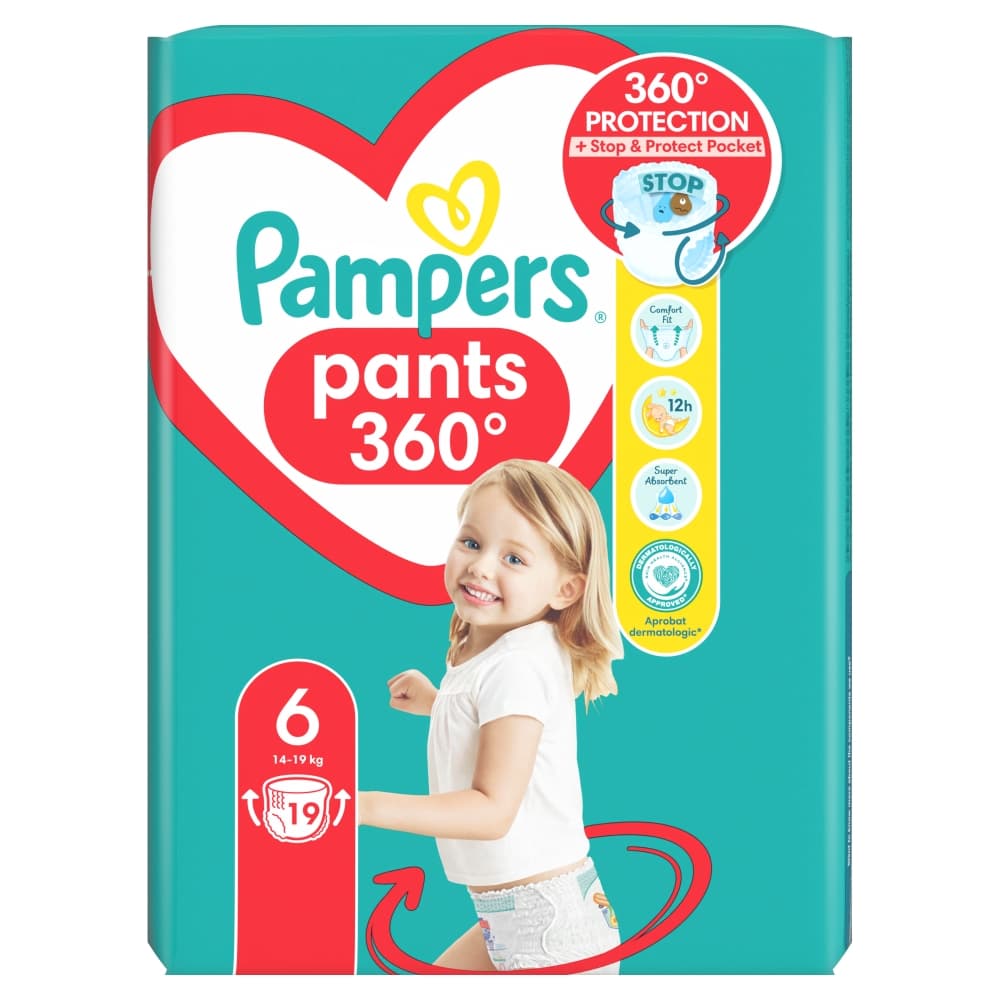 PAMPERS PANTS Pieluchomajtki rozmiar 6, 14-19 kg 19 szt.