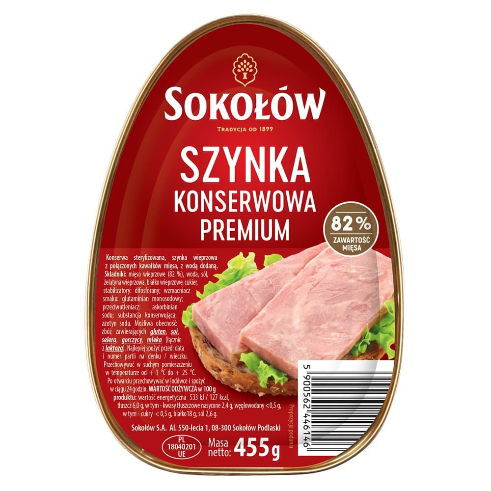 SOKOŁÓW Szynka konserwowa premium 455g