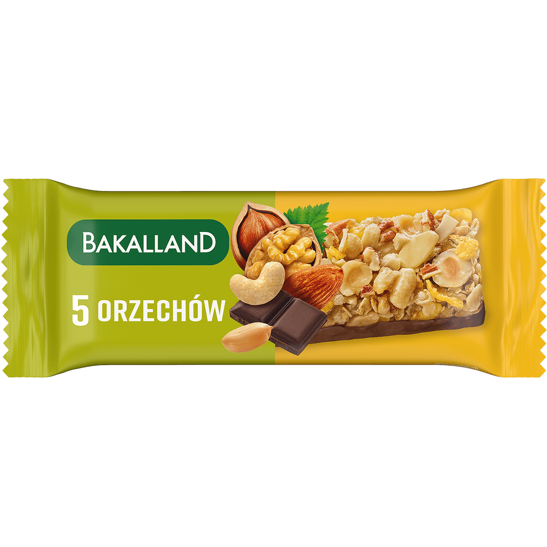 BAKALLAND BA! Baton zbożowy 5 orzechów 40 g